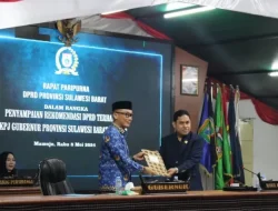 DPRD Sampaikan Rekomendasi Terhadap LKPJ Gubernur Sulbar 2023